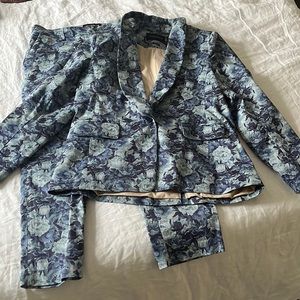 Wildfang blue roses floral suit -